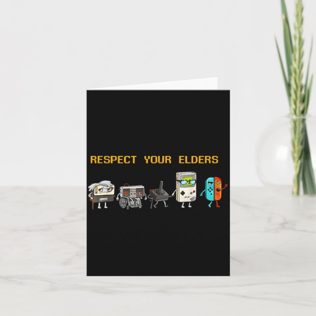 Tarjeta Respect Your Elders Retro Gaming Funny Gamer Contr (Anverso)