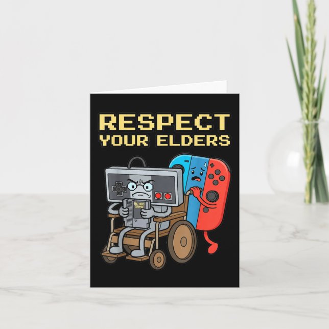 Tarjeta Respect Your Elders Retro Gaming Funny Gamer Contr (Anverso)
