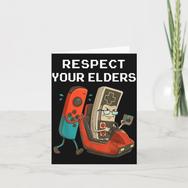 Tarjeta Respect Your Elders Retro Gaming Funny Gamer Contr (Anverso)