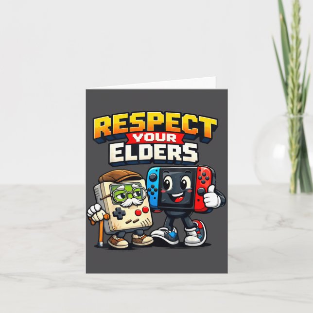 Tarjeta Respect Your Elders Retro Gaming Funny Gamer Contr (Anverso)