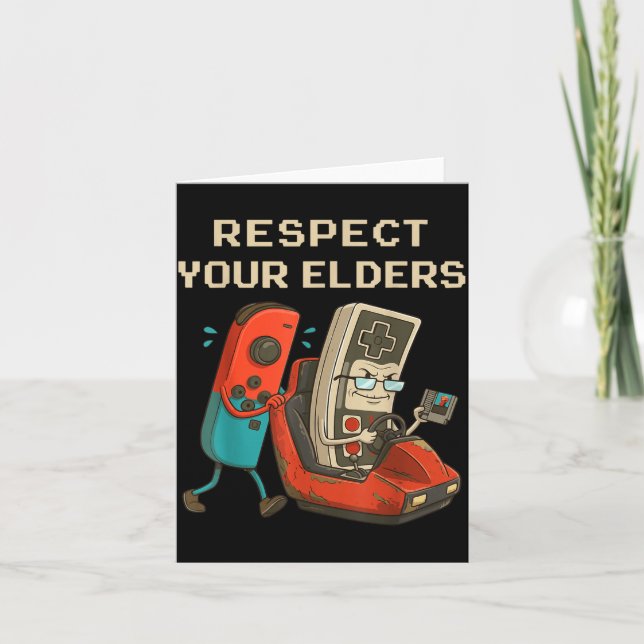Tarjeta Respect Your Elders Retro Gaming Funny Gamer Contr (Anverso)