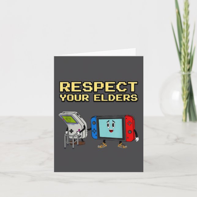 Tarjeta Respect Your Elders Retro Gaming Funny Gamer Contr (Anverso)