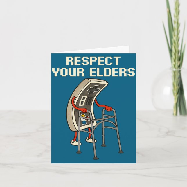 Tarjeta Respect Your Elders Retro Gaming Funny Gamer Contr (Anverso)