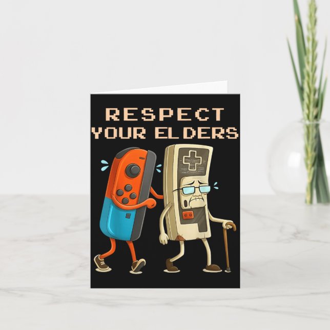 Tarjeta Respect Your Elders Retro Gaming Funny Gamer Contr (Anverso)
