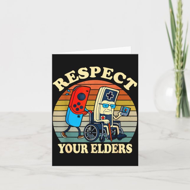 Tarjeta Respect Your Elders Retro Gaming Funny Gamer Contr (Anverso)
