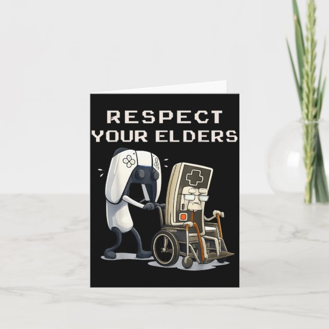 Tarjeta Respect Your Elders Retro Gaming Funny Gamer Contr (Anverso)