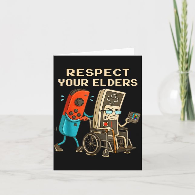Tarjeta Respect Your Elders Retro Gaming Funny Gamer Contr (Anverso)