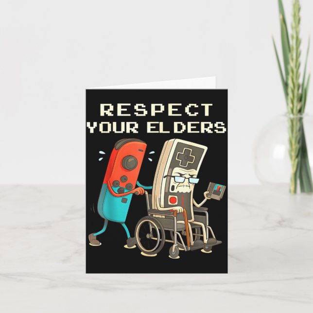 Tarjeta Respect Your Elders Retro Gaming Funny Gamer Contr (Anverso)