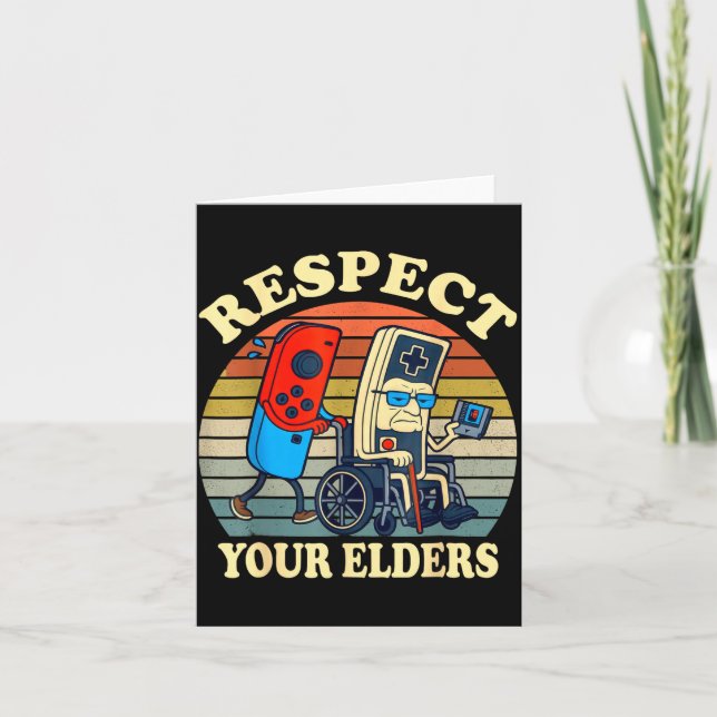 Tarjeta Respect Your Elders Retro Gaming Funny Gamer Contr (Anverso)