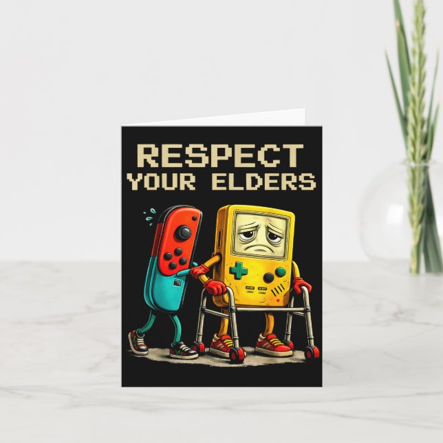 Tarjeta Respect Your Elders Retro Gaming Funny Gamer Contr (Anverso)