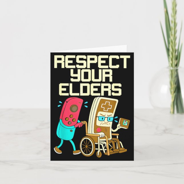Tarjeta Respect Your Elders Retro Gaming Funny Gamer Contr (Anverso)