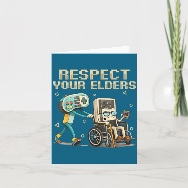 Tarjeta Respect Your Elders Retro Gaming Funny Gamer Contr (Anverso)