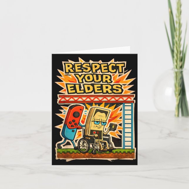 Tarjeta Respect Your Elders Retro Gaming Funny Gamer Contr (Anverso)
