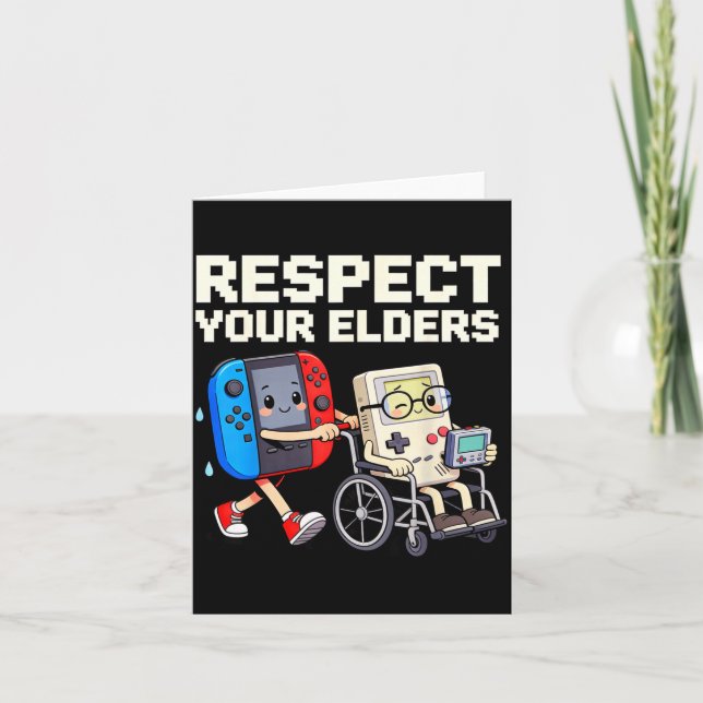 Tarjeta Respect Your Elders Retro Gaming Funny Gamer Contr (Anverso)