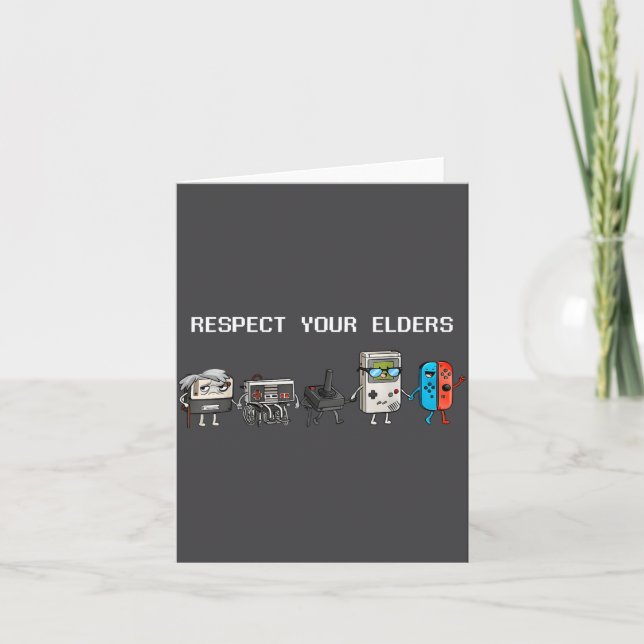 Tarjeta Respect Your Elders Retro Gaming Funny Gamer Contr (Anverso)