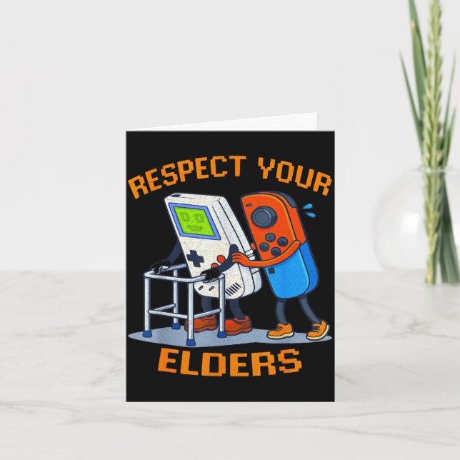 Tarjeta Respect Your Elders Retro Gaming Funny Gamer Contr (Anverso)