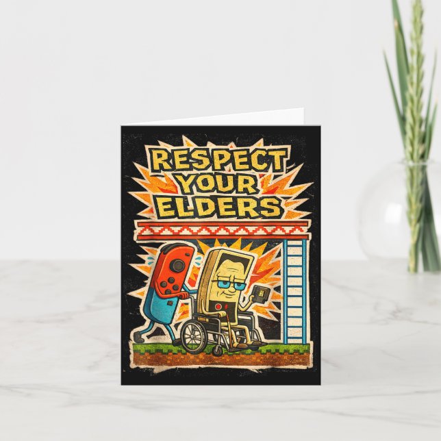 Tarjeta Respect Your Elders Retro Gaming Funny Gamer Contr (Anverso)