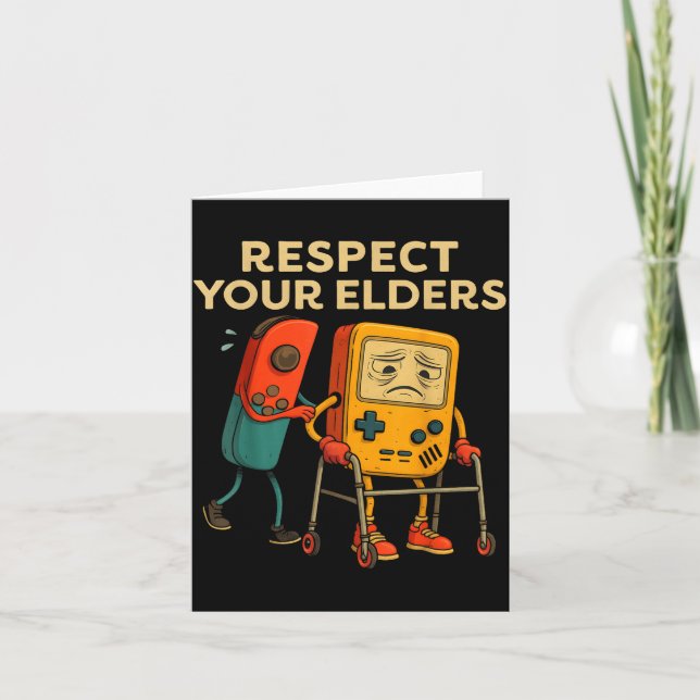 Tarjeta Respect Your Elders Retro Gaming Funny Gamer Contr (Anverso)
