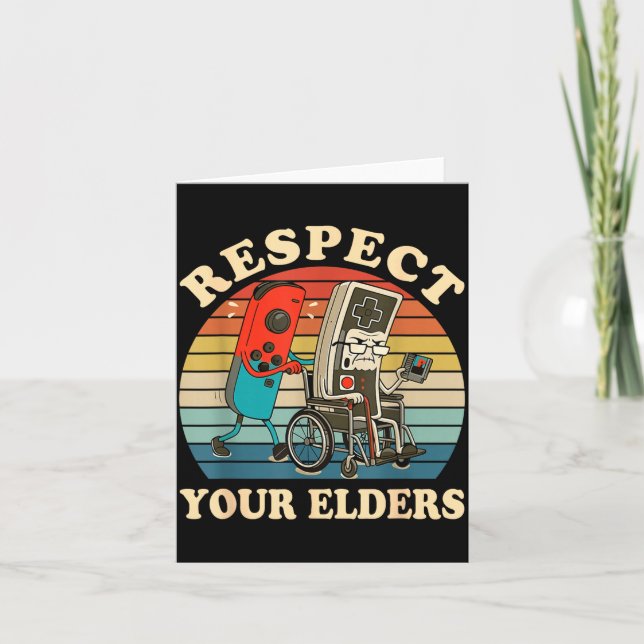 Tarjeta Respect Your Elders Retro Gaming Funny Gamer Contr (Anverso)