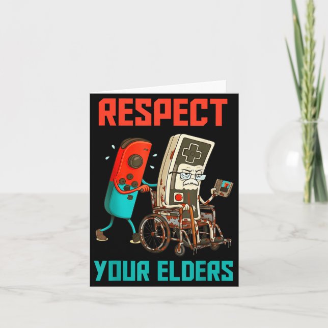 Tarjeta Respect Your Elders Retro Gaming Video Gamer 80s B (Anverso)