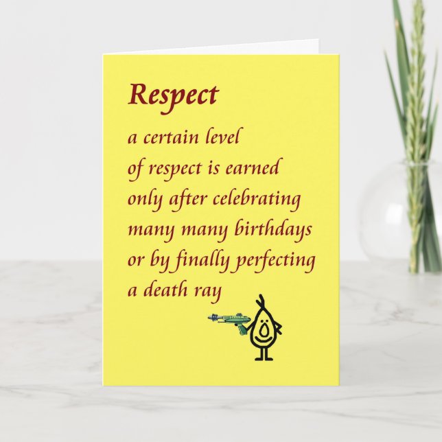 Tarjeta Respecto - un poema divertido del cumpleaños (Anverso)