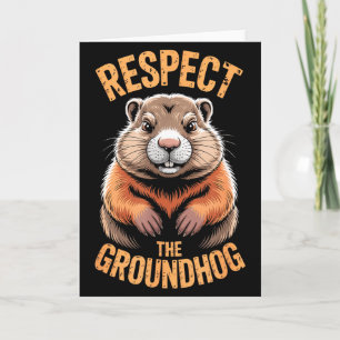 Tarjeta Respetar la marmota divertida Punxsutawney Phil Ho