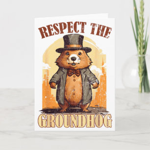 Tarjeta Respetar la marmota divertido día de la marmota _1