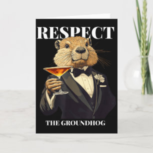 Tarjeta Respetar la marmota divertido día de la marmota ba