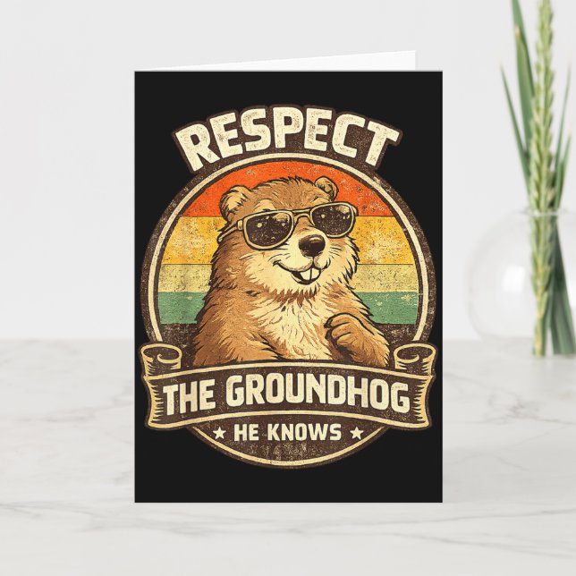 Tarjeta Respetar La Marmota Él Sabe – D Funny Groundhog (Anverso)