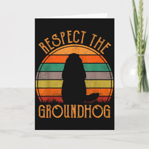 Tarjeta Respeto al Día de la Marmota Retro Día de la Marmo