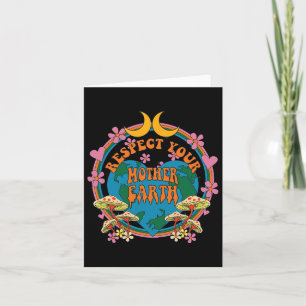 Tarjeta Respeto Madre Día Groovy Hippie Mushroom Tierra
