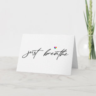 Tarjeta Respira con corazón arcoiris
