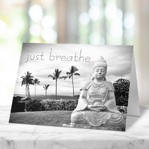 Tarjeta Respira el Buda tropical hawaiano blanco negro