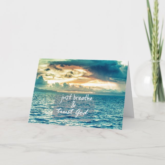 Tarjeta Respira y confía en la cita de la fe de Dios (Anverso)
