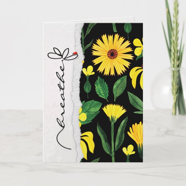 Tarjeta respirar la flor de amistad con el insecto de la s (Anverso)