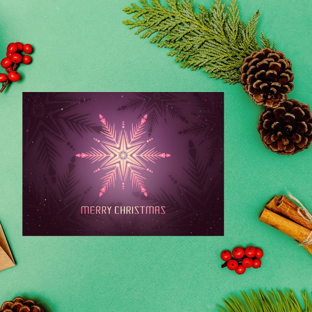 Tarjeta Resplandor radiante de copo de nieve - Elegantes N (Subido por el creador)