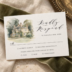 Tarjeta Respuesta de Asistencia para Boda de Destino con E