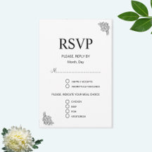 Respuesta de Boda Floral Moderna en Negro y Blanco