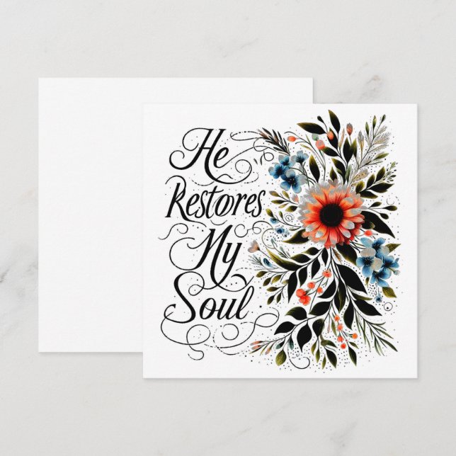 Tarjeta Restaura mi alma floral (Anverso / Reverso)