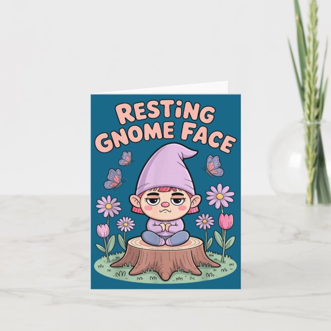 Tarjeta Resting Gnome Face Cute Funny Christmas Kawaii Car (Anverso)