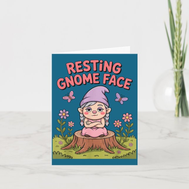 Tarjeta Resting Gnome Face Cute Funny Christmas Kawaii Car (Anverso)