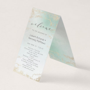 Tarjeta Resumen Aqua Ombre Fade with Frost Gold Purpurina