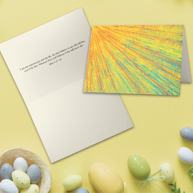 Tarjeta Resumen arte Resurrección Gloria Biblia de Pascua  (Modern Easter Resurrection Abstract Christian Art Bible Quote folded holiday greetings card)