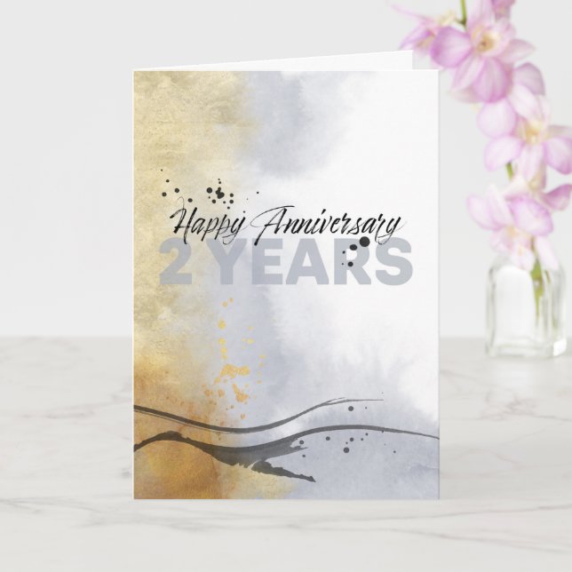Tarjeta Resumen artístico de tinta del segundo aniversario (Orquídea)