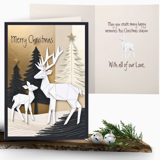 Tarjeta Resumen Bosque de renos de Navidades de origami mí (Subido por el creador)