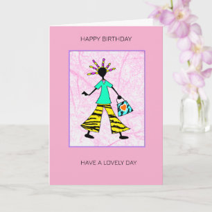 Tarjeta Resumen Cumpleaños de un Chica africano moderno y