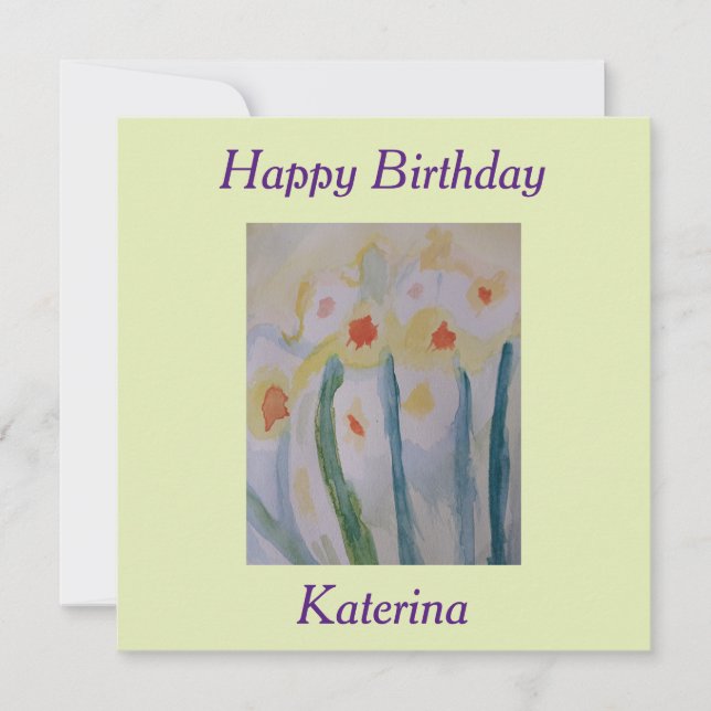 Tarjeta Resumen Daffodils Llanura de cumpleaños (Anverso)