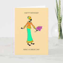 Tarjeta Resumen, Dama de Arte Africano y Cumpleaños Floral