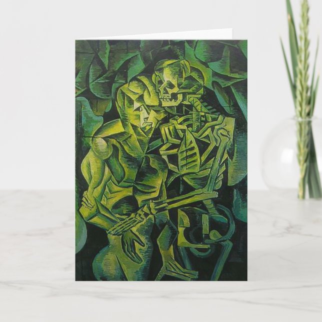 Tarjeta Resumen De Arte Geométrico Del Hombre Y El Esquele (Anverso)