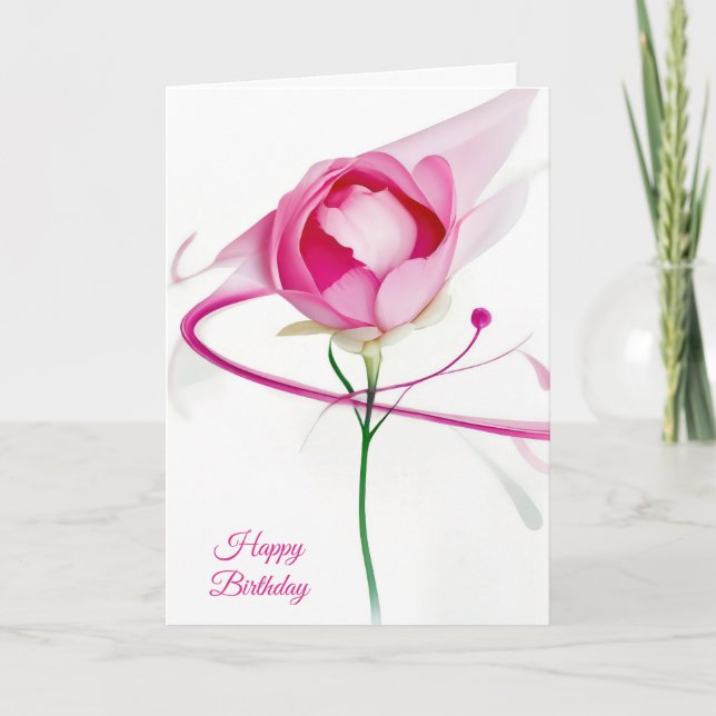Tarjeta Resumen de Birday Pink Peony Bud (Anverso)